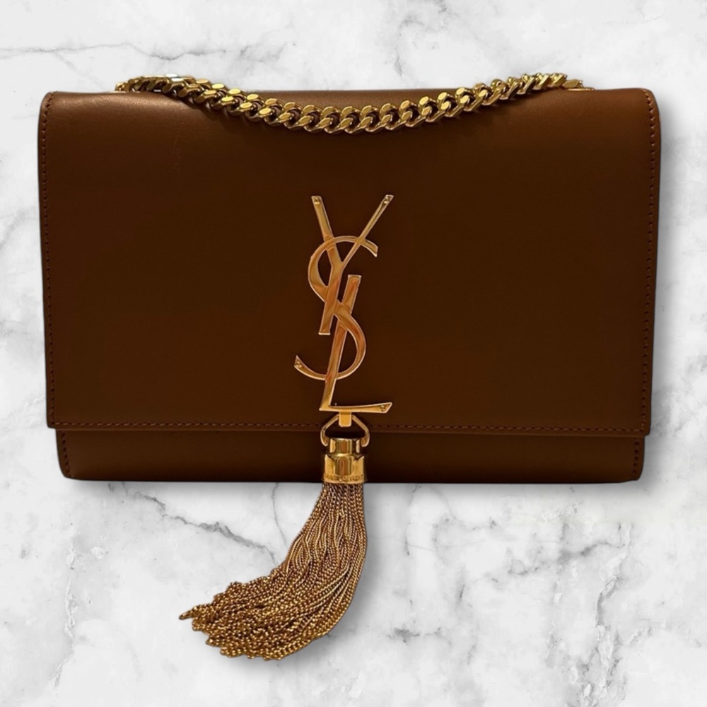 Yves Saint Laurent YSL Kate Tassle Tan/Gold Chain Shoulder Bag